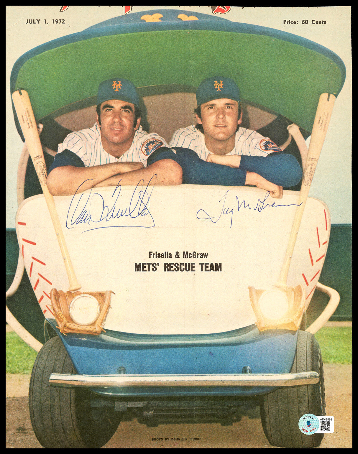 Danny Frisella & Tug McGraw Autographed Sporting News Magazine Cover New York Mets Beckett BAS #AD43586