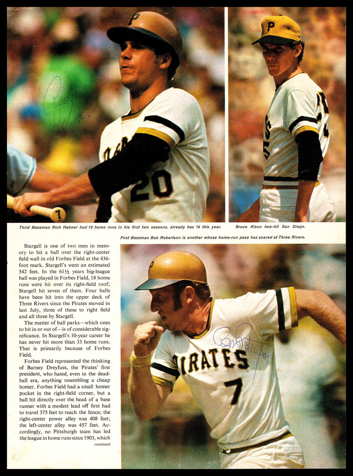 Danny Murtaugh & Gene Alley Autographed 8.5x11 Magazine Page Photo Pittsburgh Pirates With 3 Others Beckett BAS #AD43542