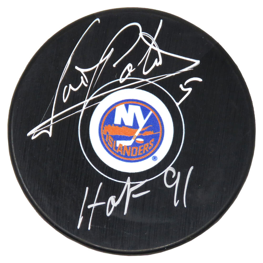 Denis Potvin Signed New York Islanders Logo Hockey Puck w/HOF'91