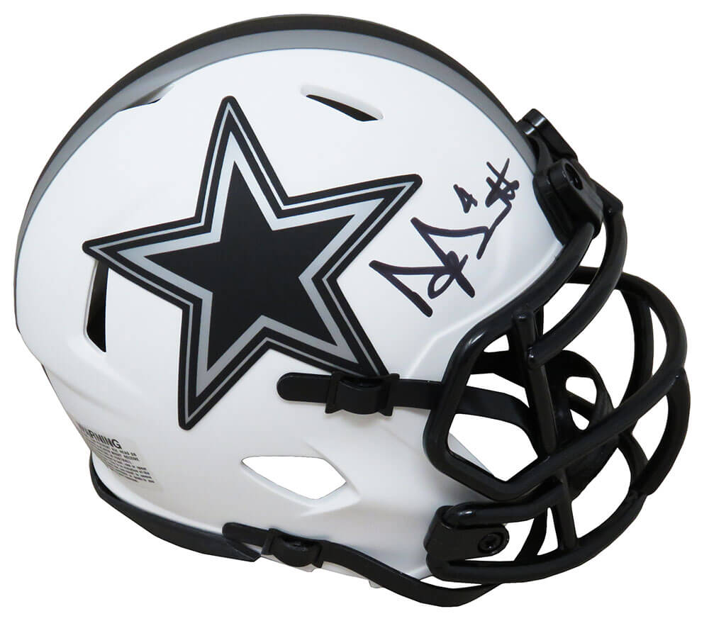 Dak Prescott Signed Dallas Cowboys Lunar Eclipse White Matte Riddell Speed Mini Helmet