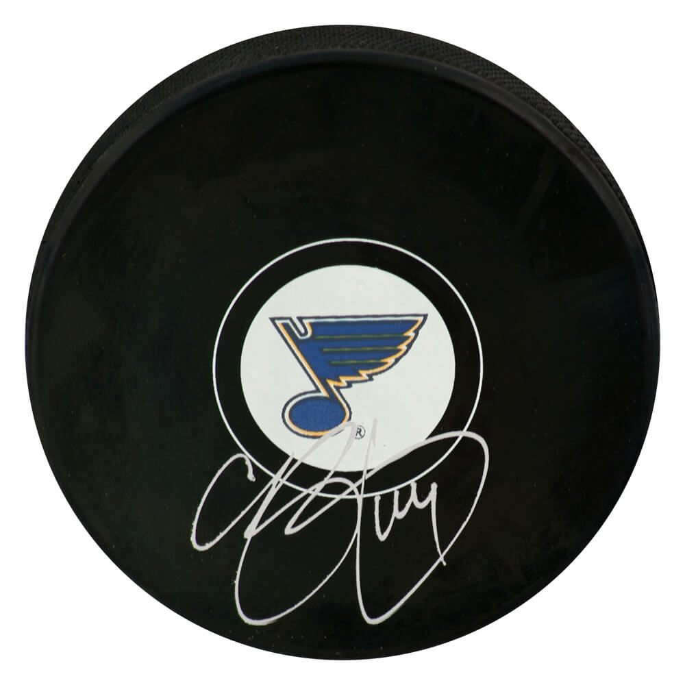 Chris Pronger Signed St. Louis Blues Logo Hockey Puck