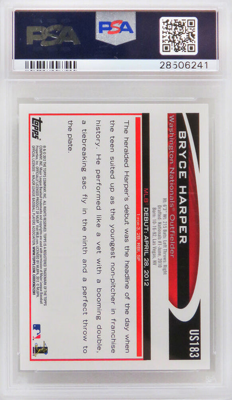 Bryce Harper (Washington Nationals) 2012 Topps Update Baseball #US183 RC Rookie Card - PSA 10 GEM MINT (New Label)