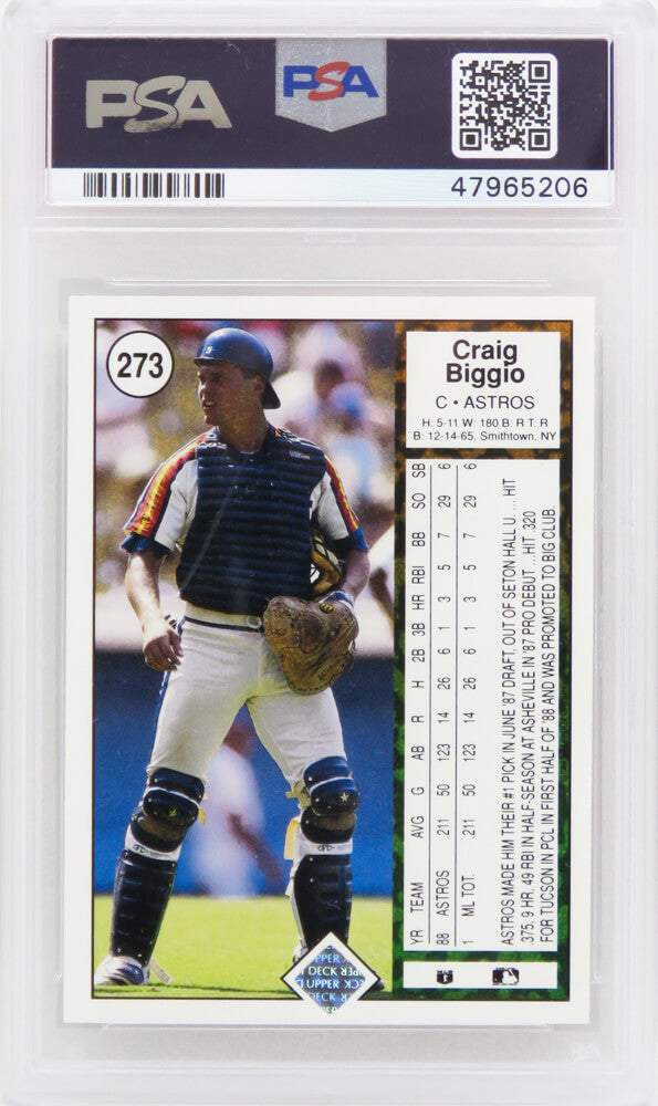 Craig Biggio (Houston Astros) 1989 Upper Deck Baseball #273 RC Rookie Card - PSA 10 GEM MINT