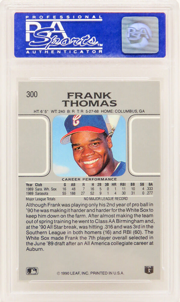 Frank Thomas (Chicago White Sox) 1990 Leaf Baseball #300 RC Rookie Card - PSA 10 GEM MINT