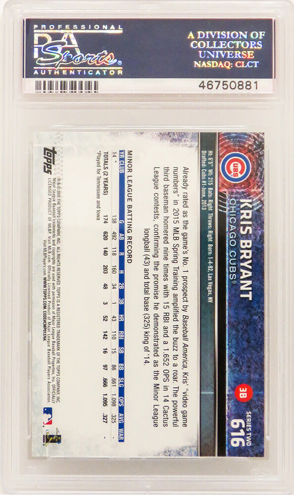 Kris Bryant (Chicago Cubs) 2015 Topps Close-Up Baseball #616 RC Rookie Card - PSA 10 GEM MINT