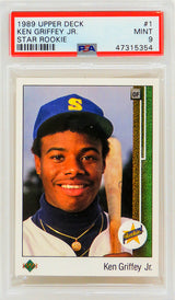 Ken Griffey Jr (Seattle Mariners) 1989 Upper Deck Baseball #1 RC Rookie Card - PSA 9 MINT (New Label)