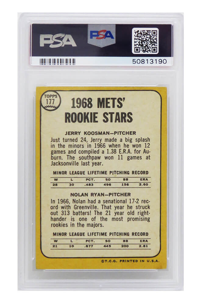 Nolan Ryan / Jerry Koosman (New York Mets) 1968 Topps Baseball #177 RC Rookie Card - PSA 4 (G)