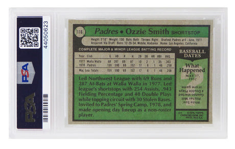 Ozzie Smith (San Diego Padres) 1979 Topps Baseball RC Rookie Card #116 - PSA 8 NM-MT (C)