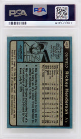 Rickey Henderson (Oakland A's) 1980 Topps Baseball #482 RC Rookie Card - PSA 8 NM-MT (H)