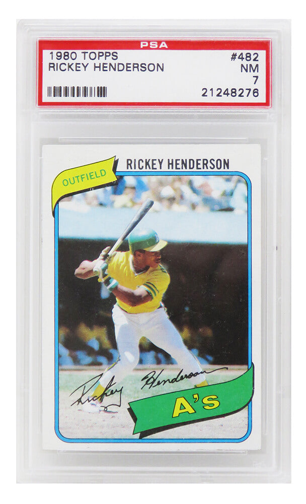 Rickey Henderson (Oakland A's) 1980 Topps Baseball #482 RC Rookie Card - PSA 7 NM (J)