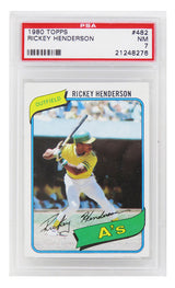 Rickey Henderson (Oakland A's) 1980 Topps Baseball #482 RC Rookie Card - PSA 7 NM (J)