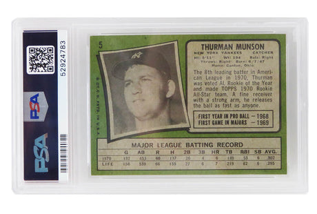 Thurman Munson (New York Yankees) 1971 Topps All Star Rookie Card #5 (2nd Year Card) - PSA 6 EX-MT (C)