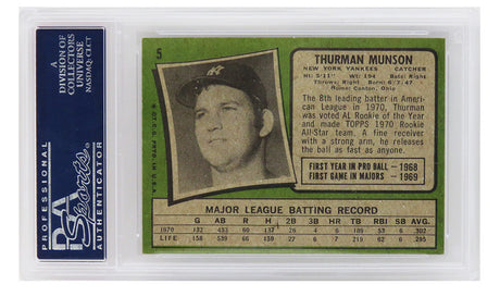 Thurman Munson (New York Yankees) 1971 Topps All Star Rookie Card #5 (2nd Year Card) - PSA 6 EX-MT (E)