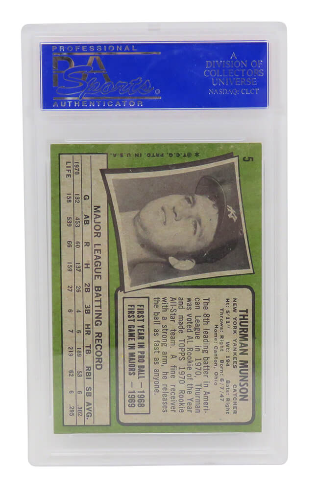 Thurman Munson (New York Yankees) 1971 Topps All Star Rookie Card #5 (2nd Year Card) - PSA 7 NM (H)