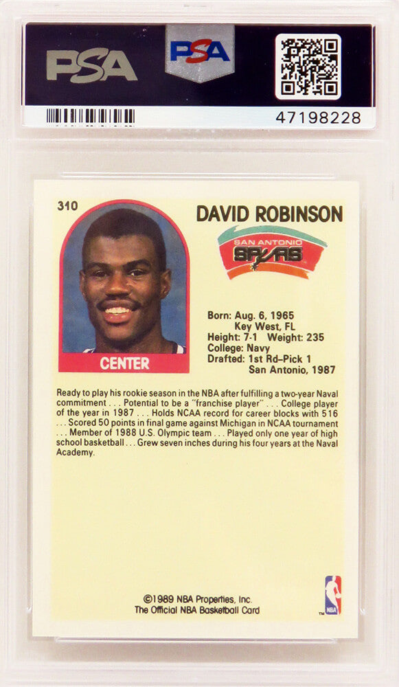 David Robinson (San Antonio Spurs) 1989 Hoops Basketball #310 RC Rookie Card - PSA 10 GEM MINT