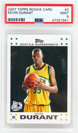 Kevin Durant (Seattle Supersonics) 2007 Topps Basketball #2 RC Rookie Card - PSA 9 MINT