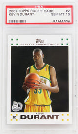 Kevin Durant (Seattle Supersonics) 2007 Topps Basketball #2 RC Rookie Card - PSA 10 GEM MINT