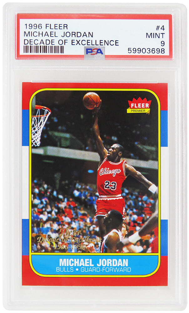 Michael Jordan (Chicago Bulls) 1996 Fleer Basketball (RC Card Image) #4 - PSA 9 MINT (New Label)