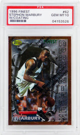 Stephon Marbury (Minnesota Timberwolves) 1996 Topps Finest Basketball #62 RC Rookie Card w/Coating - PSA 10 GEM MINT