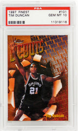 Tim Duncan (San Antonio Spurs) 1997 Topps Finest Basketball #101 RC Rookie Card - PSA 10 GEM MINT