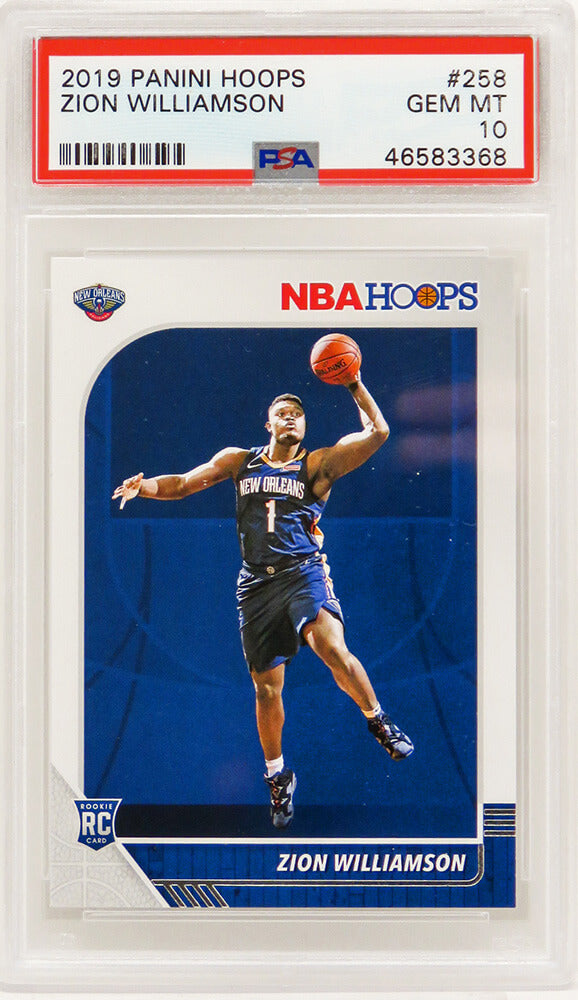 Zion Williamson (New Orleans Pelicans) 2019 Panini Hoops Basketball #258 RC Rookie Card - PSA 10 GEM MINT