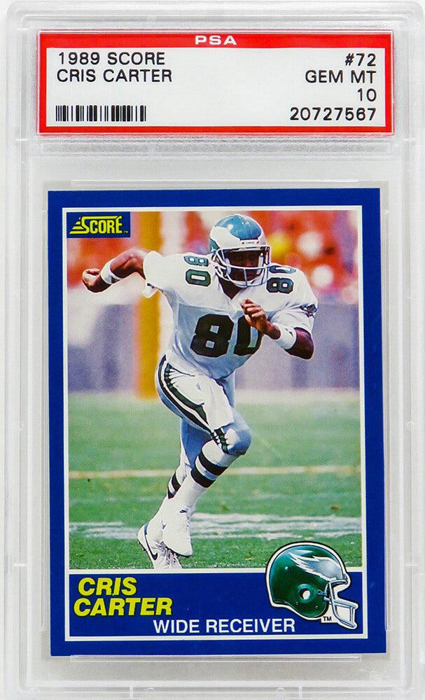 Cris Carter (Philadelphia Eagles) 1989 Score Football #72 RC Rookie Card - PSA 10 GEM MINT