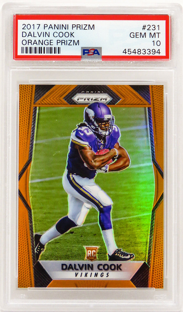 Dalvin Cook (Minnesota Vikings) 2017 Panini Prizm Football #231 Orange Prizm RC Card (#/275) - PSA 10 GEM MINT