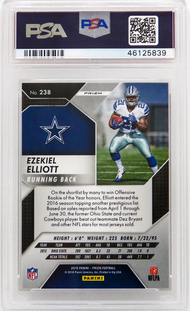 Ezekiel Elliott (Dallas Cowboys) 2016 Panini Prizm Football #238 Prizm RC Rookie Card - PSA 10 GEM MINT