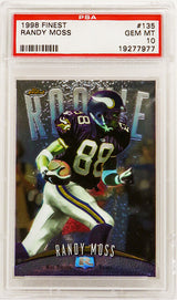 Randy Moss (Minnesota Vikings) 1998 Topps Finest Football #135 RC Rookie Card - PSA 10 GEM MINT