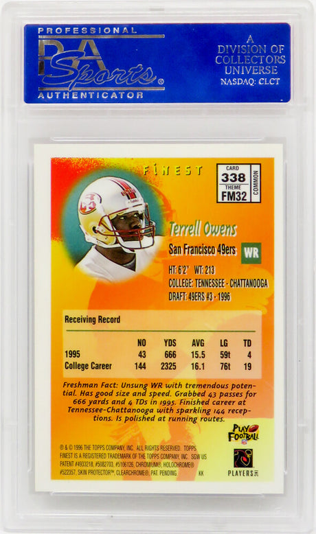 Terell Owens (San Francisco 49ers) 1996 Topps Finest Football RC Rookie Card #338 - PSA 10 GEM MINT