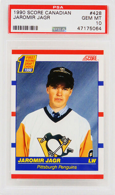 Jaromir Jagr (Pittsburgh Penguins) 1990 Score Canadian Hockey #428 RC Rookie Card - PSA 10 GEM MINT (Silver Label)