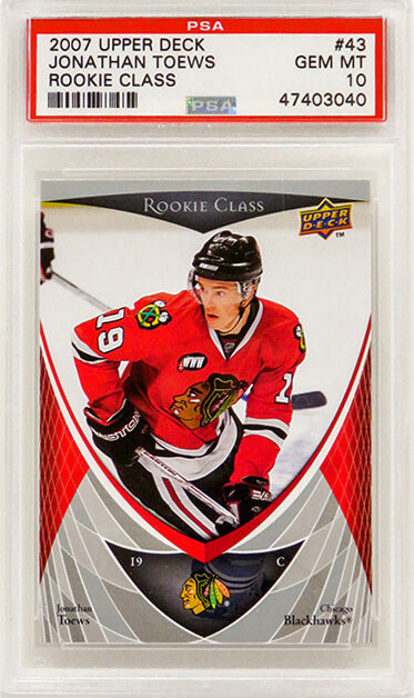 Jonathan Toews (Chicago Blackhawks) 2007 Upper Deck Rookie Class Hockey #43 RC Rookie Card - PSA 10 GEM MINT (Silver Label)