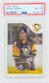 Mario Lemieux (Pittsburgh Penguins) 1985 Topps Hockey RC Rookie Card #9 - (PSA 8 NM-MT) (G)