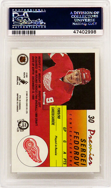 Sergei Fedorov (Detroit Red Wings) 1990 O-Pee-Chee Premier Hockey #30 RC Rookie Card - PSA 10 GEM MINT