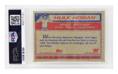 Hulk Hogan 1985 Topps WWF Pro Wrestling Stars (Yellow Background) RC Rookie Card #1 - PSA 8 NM-MT