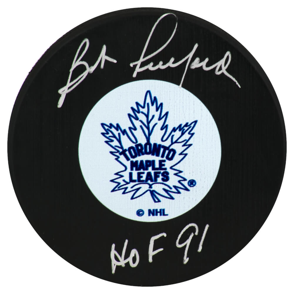 Bob Pulford Signed Toronto Maple Leafs (Medium Logo) Hockey Puck w/HOF'91