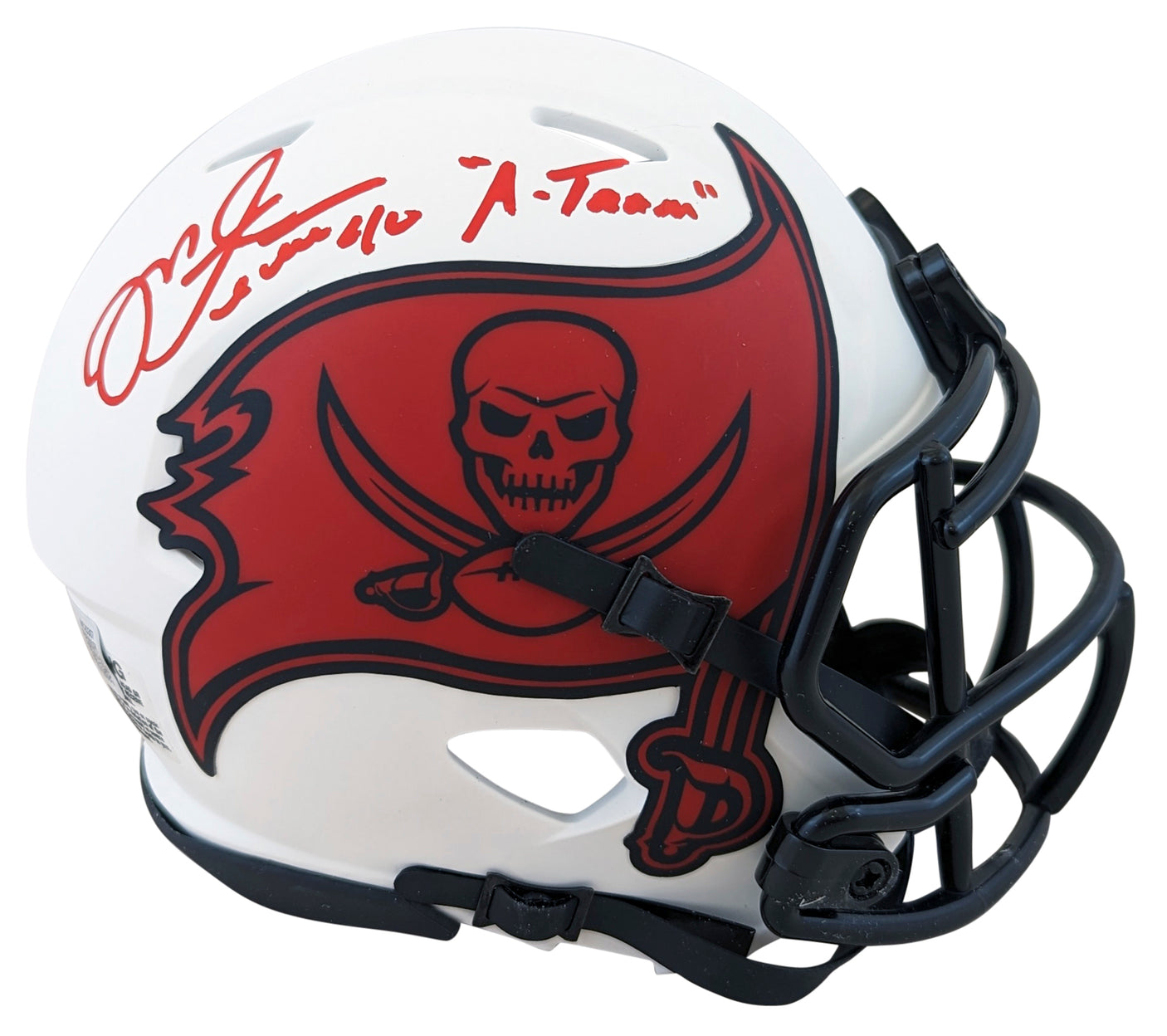 Buccaneers Mike Alstott "A-Train" Signed Lunar Speed Mini Helmet BAS Witnessed