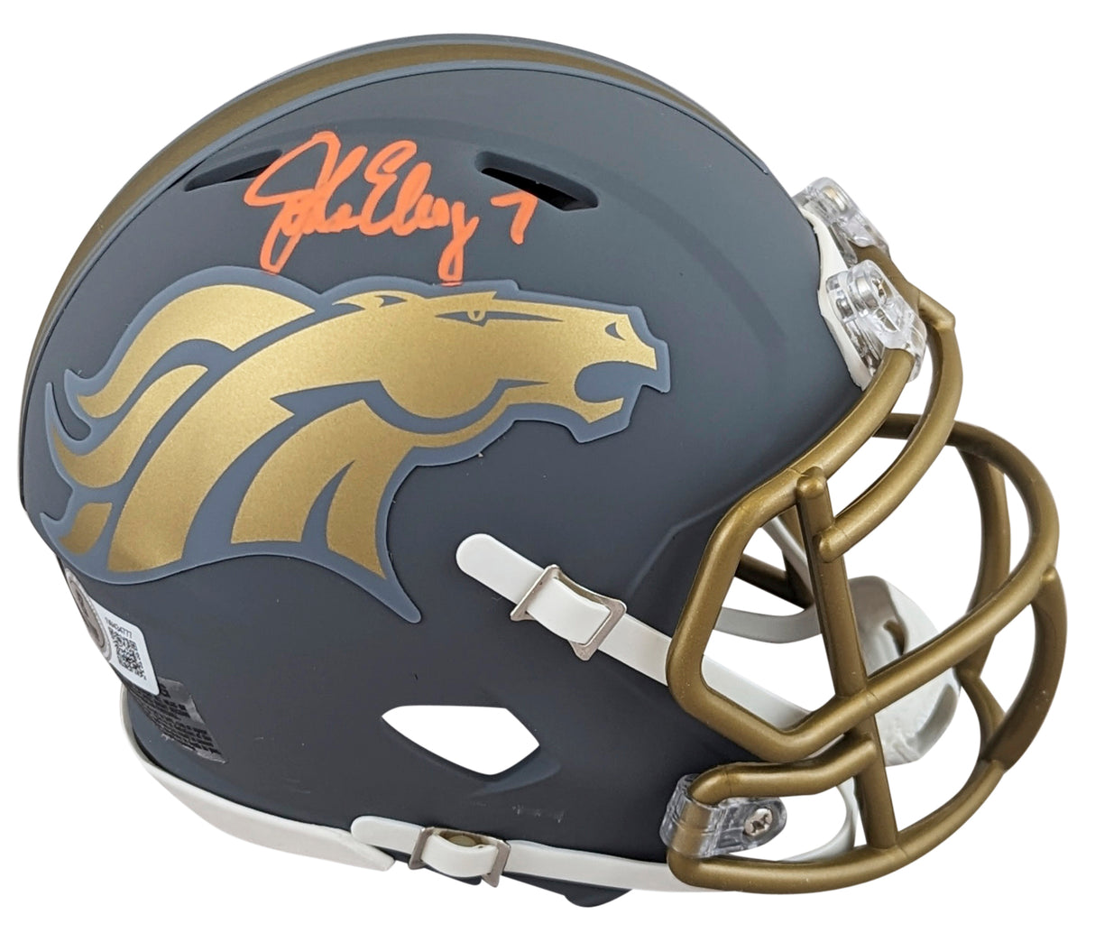 Broncos John Elway Authentic Signed Slate Speed Mini Helmet BAS Witnessed