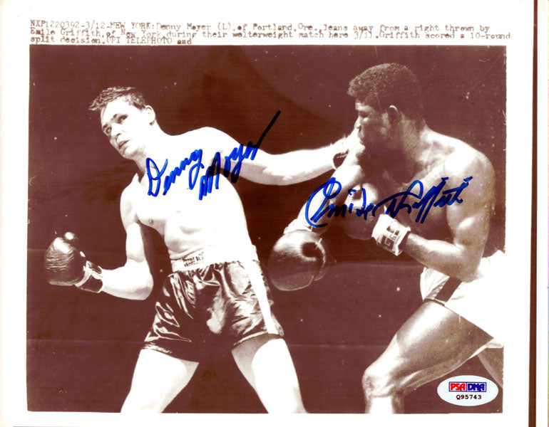 Denny Moyer & Emile Griffith Autographed 7x9 Photo PSA/DNA #Q95743