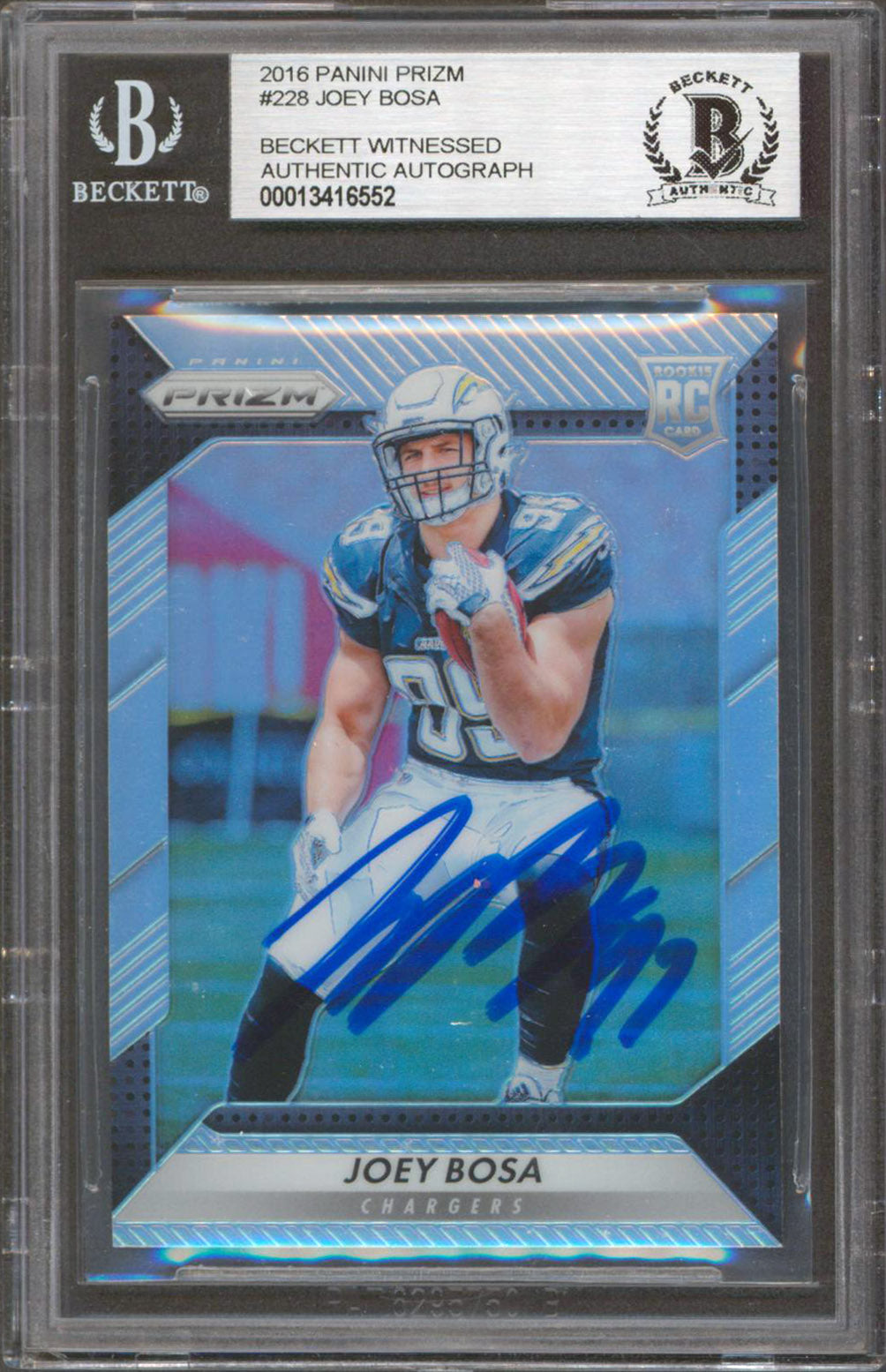 Chargers Joey Bosa Authentic Signed 2016 Panini Prizm #228 RC Card BAS Slabbed