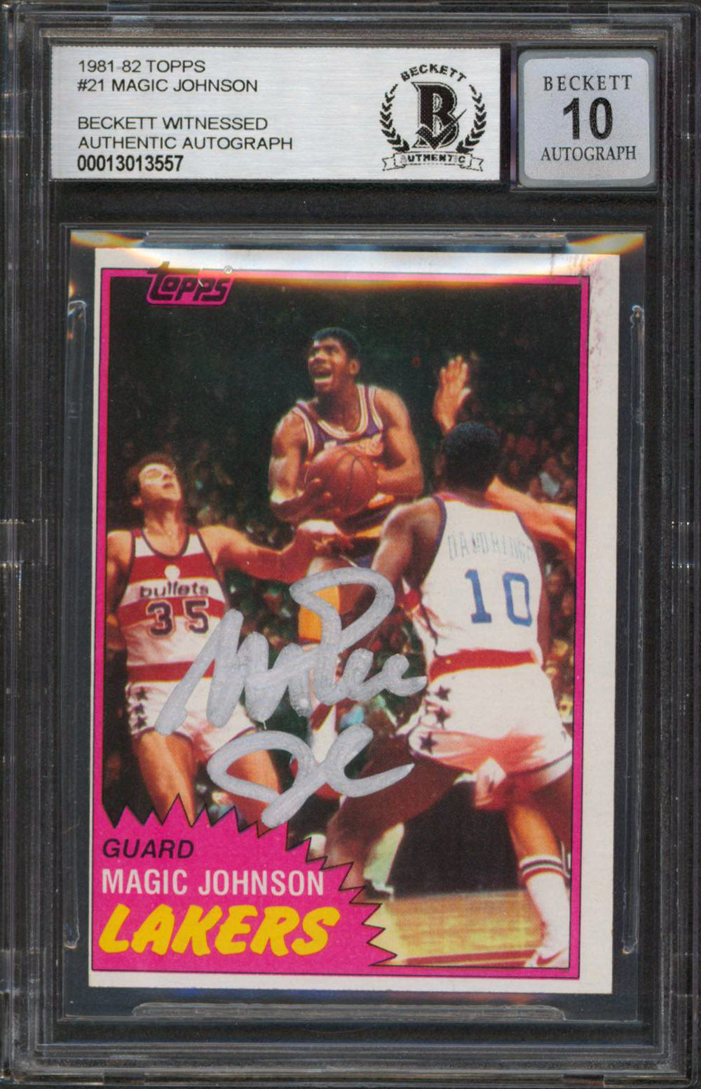 Lakers Magic Johnson Authentic Signed 1981 Topps #21 Card Auto 10! BAS Slabbed