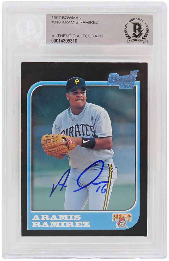 Aramis Ramirez Signed Pittsburgh Pirates 1997 Bowman Rookie Baseball Card #310 - (Beckett Encapsulated)