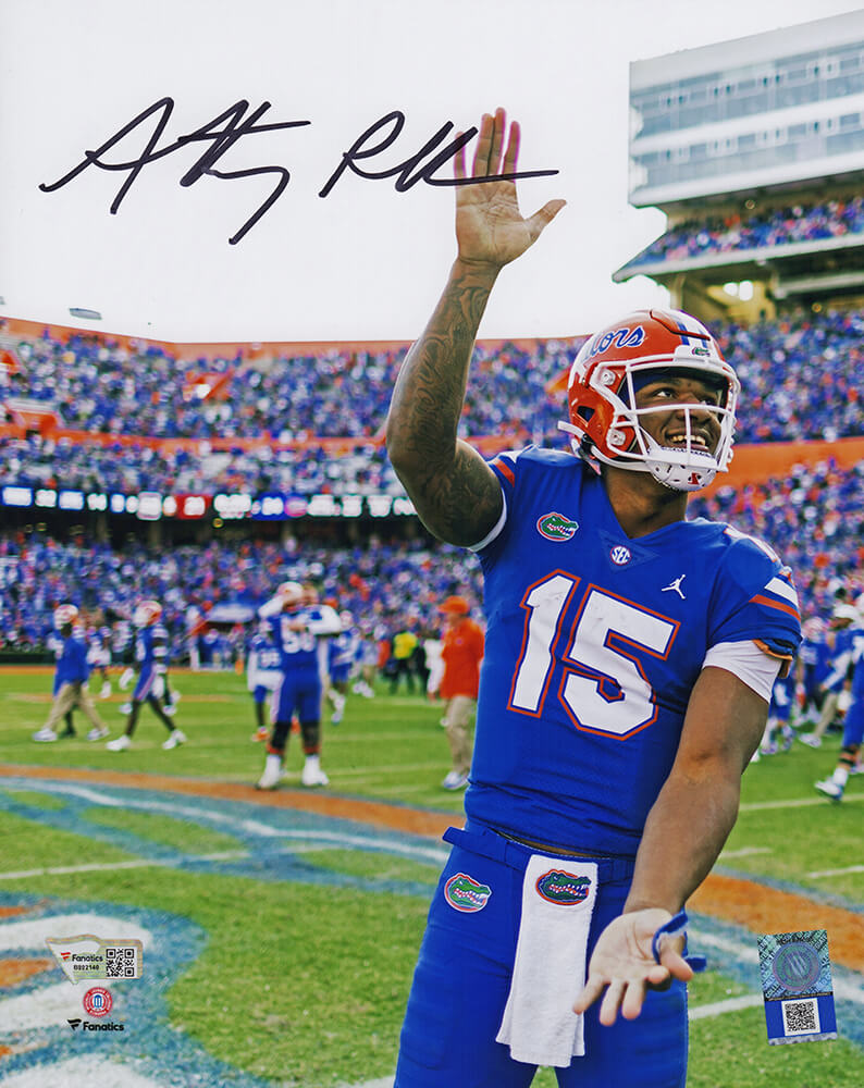 Anthony Richardson Signed Florida Gators Blue Jersey Gator Chomp 8x10 Photo - (Fanatics)