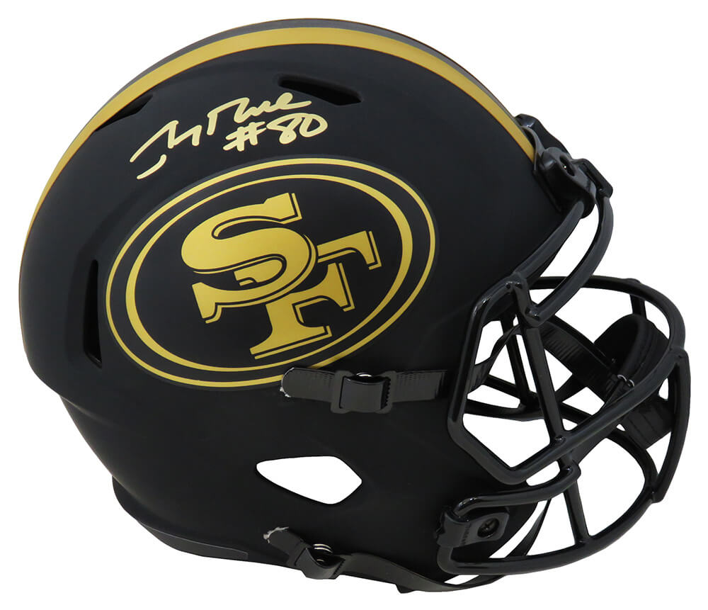 Jerry Rice Signed San Francisco 49ers Eclipse Black Matte Riddell Full Size Speed Replica Helmet