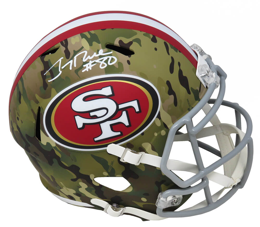 Jerry Rice Signed San Francisco 49ers CAMO Riddell Full Size Speed Replica Helmet - (Fanatics)