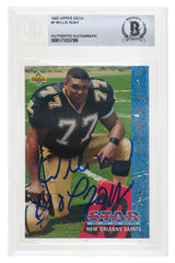 Willie Roaf Signed New Orleans Saints 1993 Upper Deck Rookie Football Card #6 w/HOF 2012 (Beckett Encapsulated)