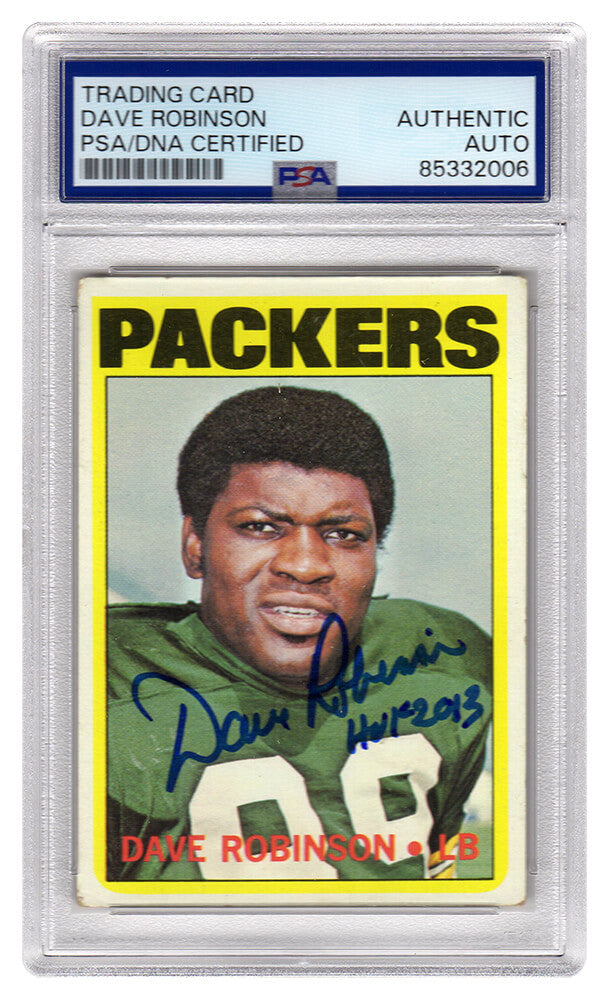 Dave Robinson Signed Green Bay Packers 1972 Topps Football Card #116 w/HOF 2013 - (PSA Encapsulated)