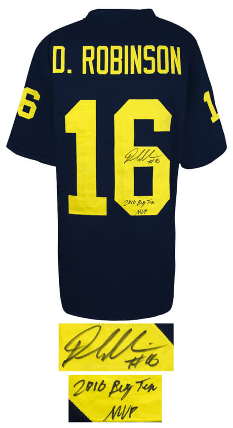 Denard Robinson Signed Navy Custom College Football Jersey w/2010 Big Ten MVP