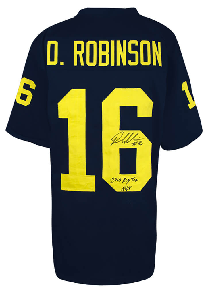 Denard Robinson Signed Navy Custom College Football Jersey w/2010 Big Ten MVP