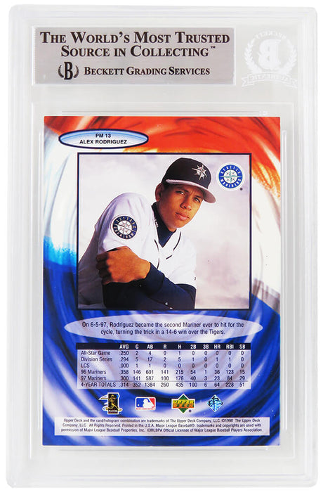 Alex Rodriguez Signed Seattle Mariners 1998 Upper Deck Pepsi Foil Baseball Card #PM13 - (Beckett Encapsulated)